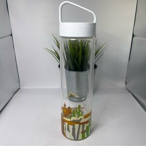 Starbucks “You Are Here”‎ Arizona Glass Water Bottle with White Screw Top Desert